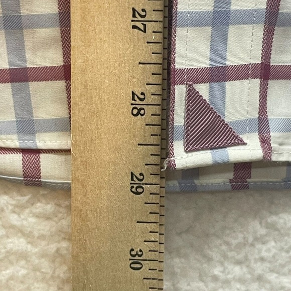 Untuckit Shirt Mens Large Red Blue Plaid Button Down Cantabera WF Slim Casual - Picture 5 of 10